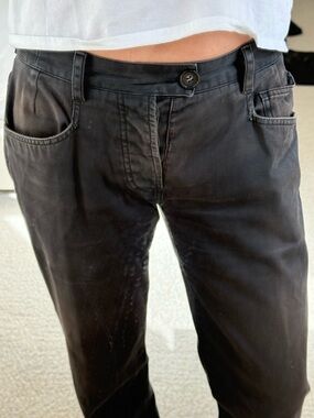 Prada Vintage Faded Black Slim Straight Cotton trousers